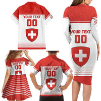Custom Switzerland Hockey Family Matching Long Sleeve Bodycon Dress and Hawaiian Shirt Come On La Nati