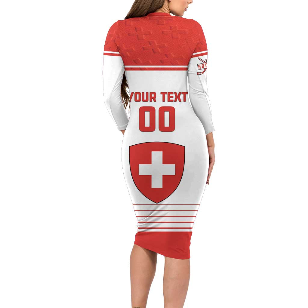Custom Switzerland Hockey Family Matching Long Sleeve Bodycon Dress and Hawaiian Shirt Come On La Nati