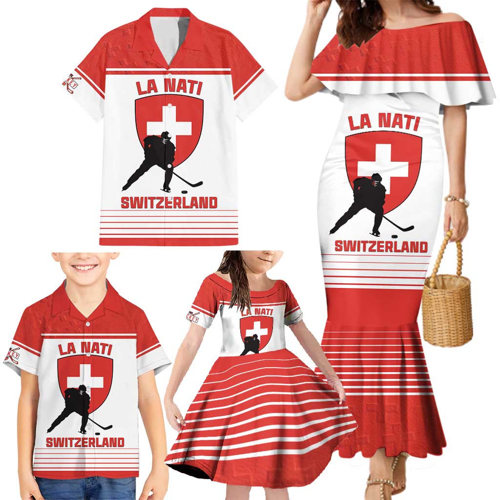 Custom Switzerland Hockey Family Matching Mermaid Dress and Hawaiian Shirt Come On La Nati