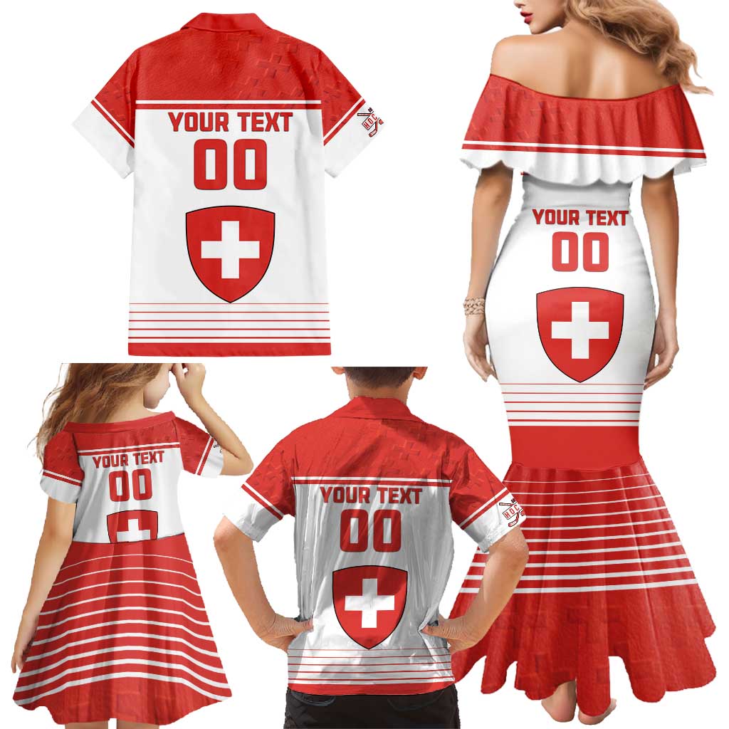 Custom Switzerland Hockey Family Matching Mermaid Dress and Hawaiian Shirt Come On La Nati