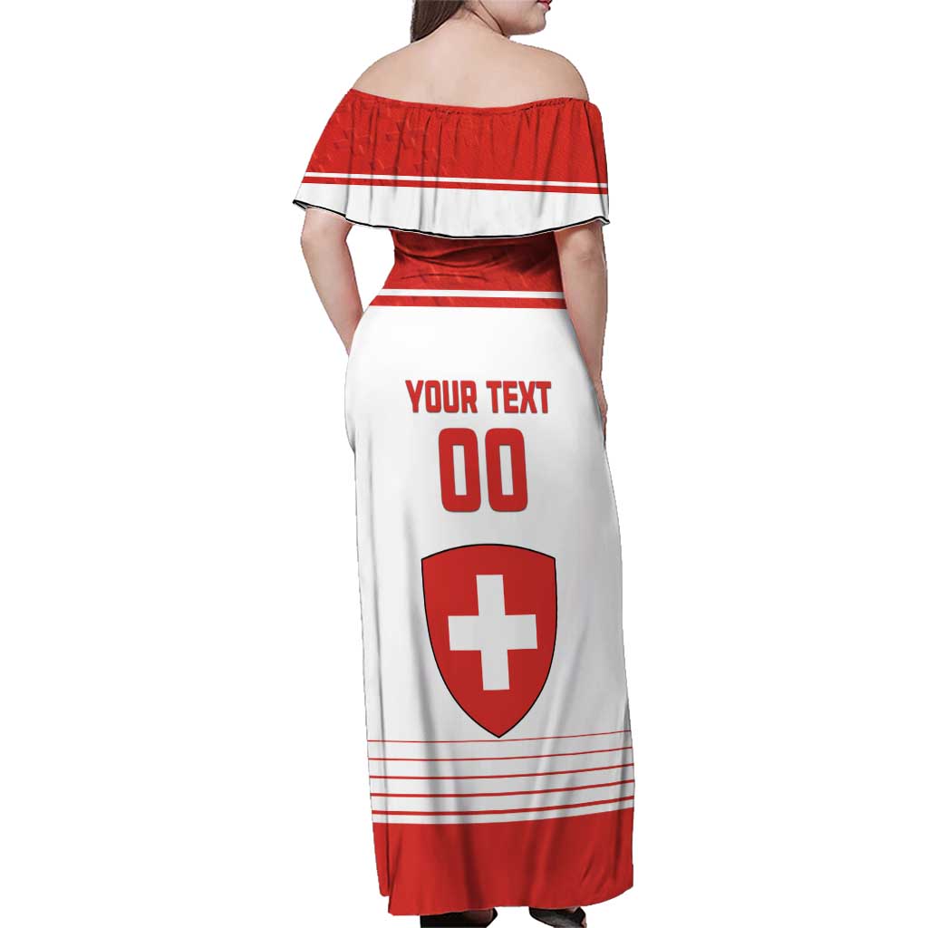 Custom Switzerland Hockey Family Matching Off Shoulder Maxi Dress and Hawaiian Shirt Come On La Nati