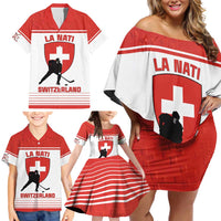 Custom Switzerland Hockey Family Matching Off Shoulder Short Dress and Hawaiian Shirt Come On La Nati