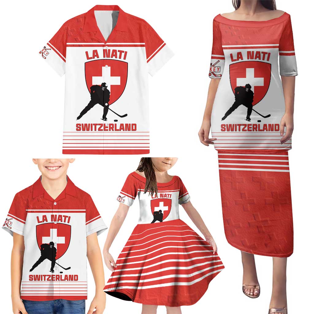Custom Switzerland Hockey Family Matching Puletasi and Hawaiian Shirt Come On La Nati