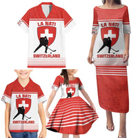 Custom Switzerland Hockey Family Matching Puletasi and Hawaiian Shirt Come On La Nati