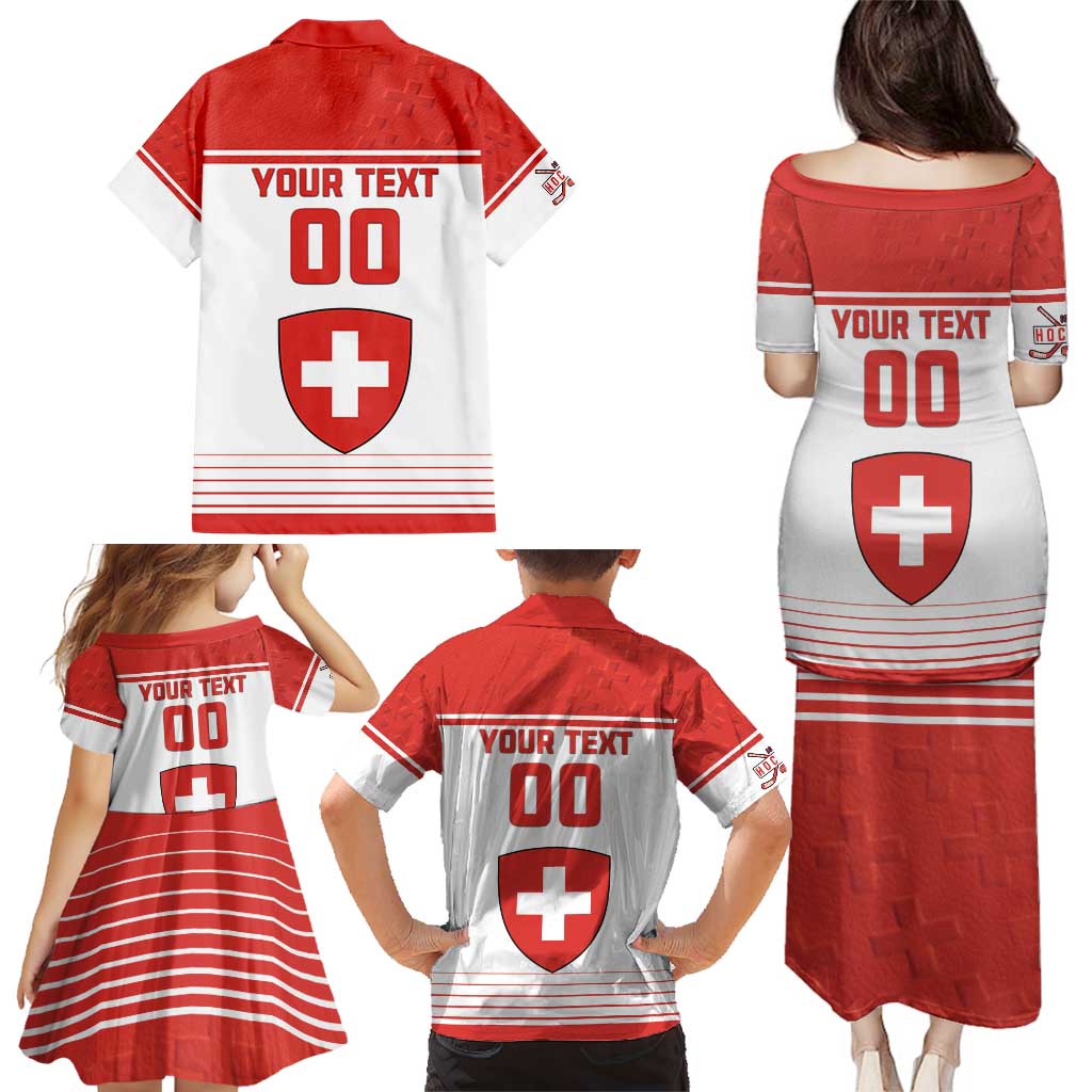 Custom Switzerland Hockey Family Matching Puletasi and Hawaiian Shirt Come On La Nati