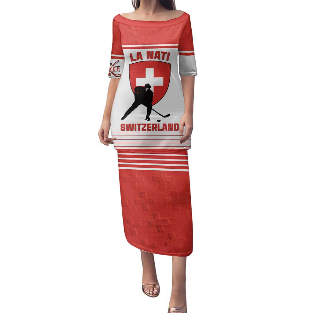 Custom Switzerland Hockey Family Matching Puletasi and Hawaiian Shirt Come On La Nati