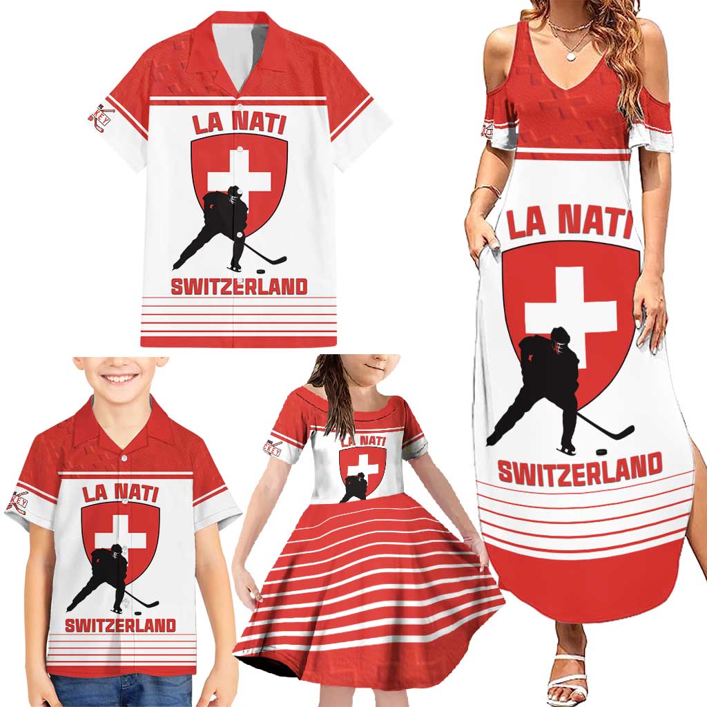 Custom Switzerland Hockey Family Matching Summer Maxi Dress and Hawaiian Shirt Come On La Nati