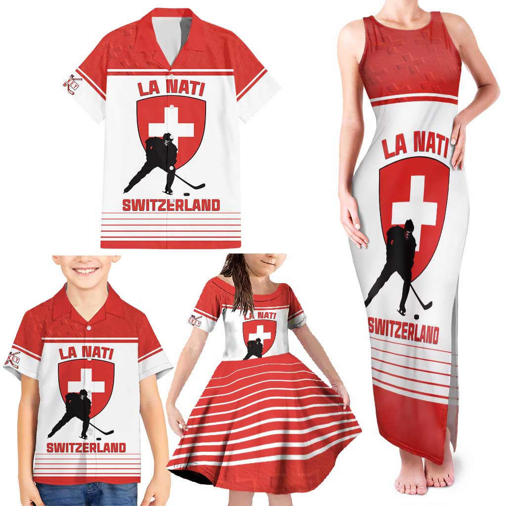 Custom Switzerland Hockey Family Matching Tank Maxi Dress and Hawaiian Shirt Come On La Nati