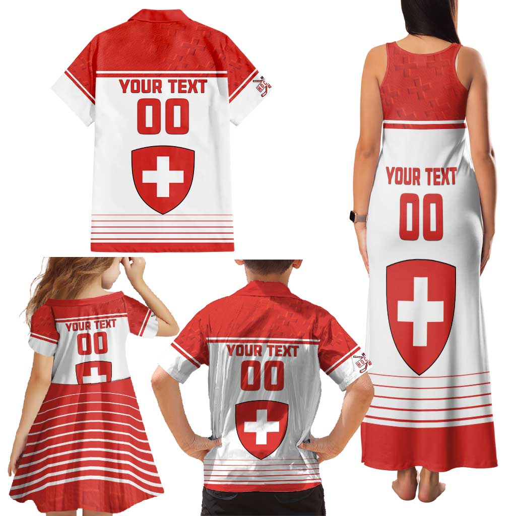 Custom Switzerland Hockey Family Matching Tank Maxi Dress and Hawaiian Shirt Come On La Nati