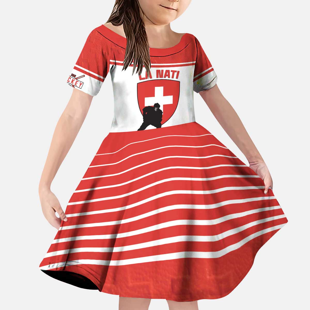 Custom Switzerland Hockey Kid Short Sleeve Dress Come On La Nati
