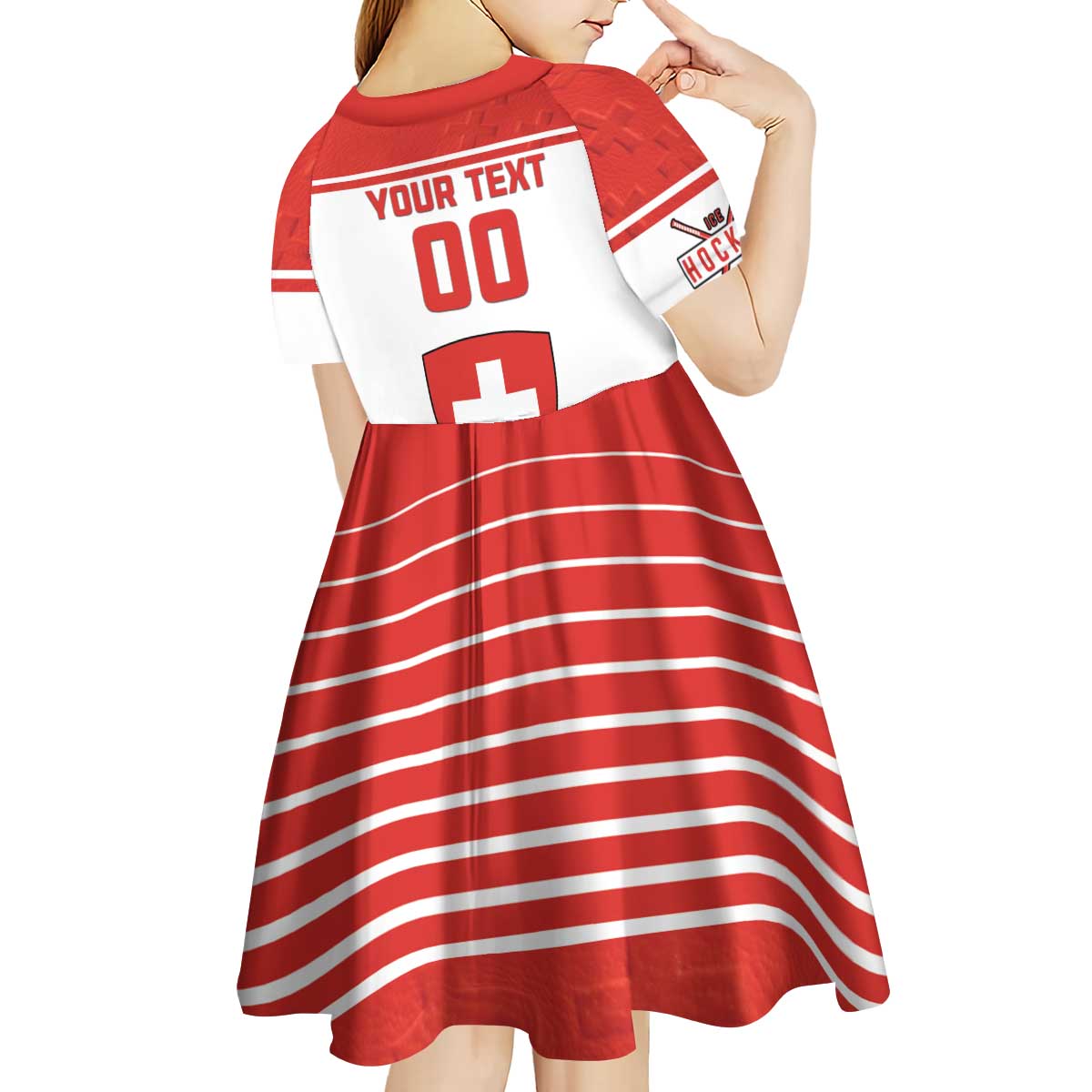 Custom Switzerland Hockey Kid Short Sleeve Dress Come On La Nati