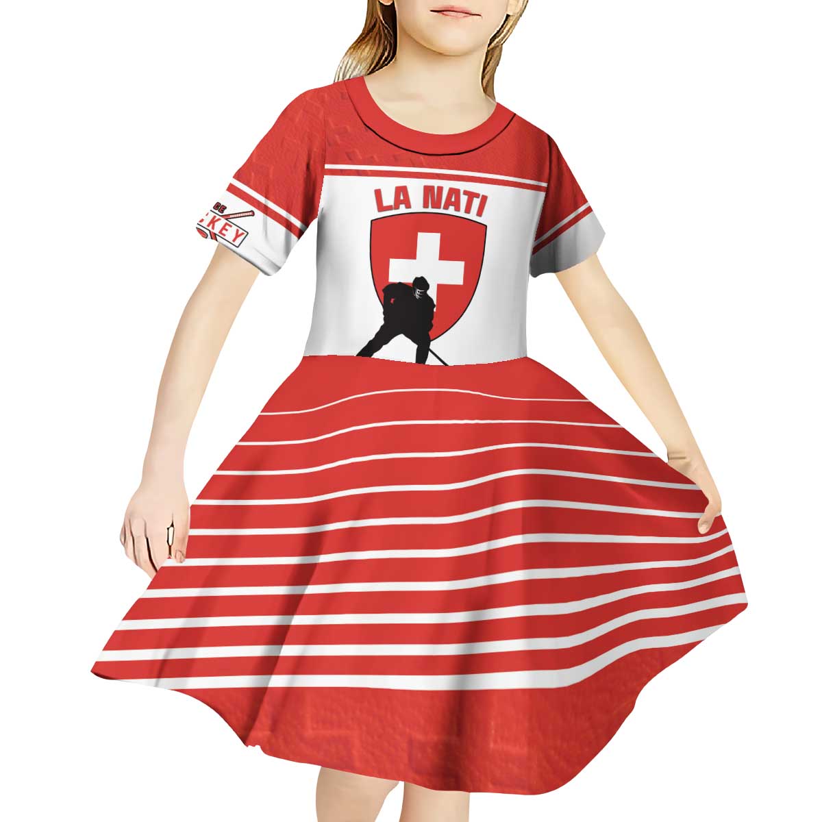 Custom Switzerland Hockey Kid Short Sleeve Dress Come On La Nati