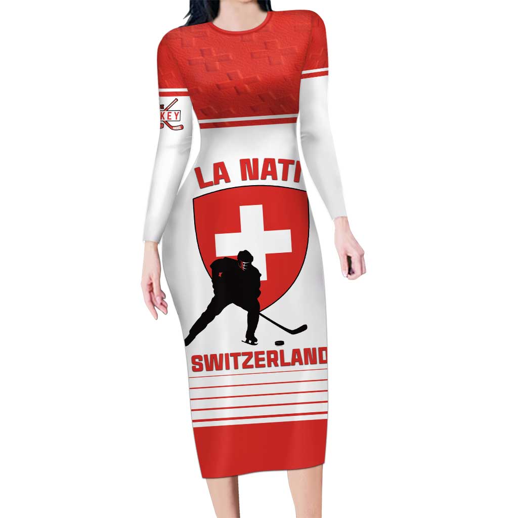 Custom Switzerland Hockey Long Sleeve Bodycon Dress Come On La Nati