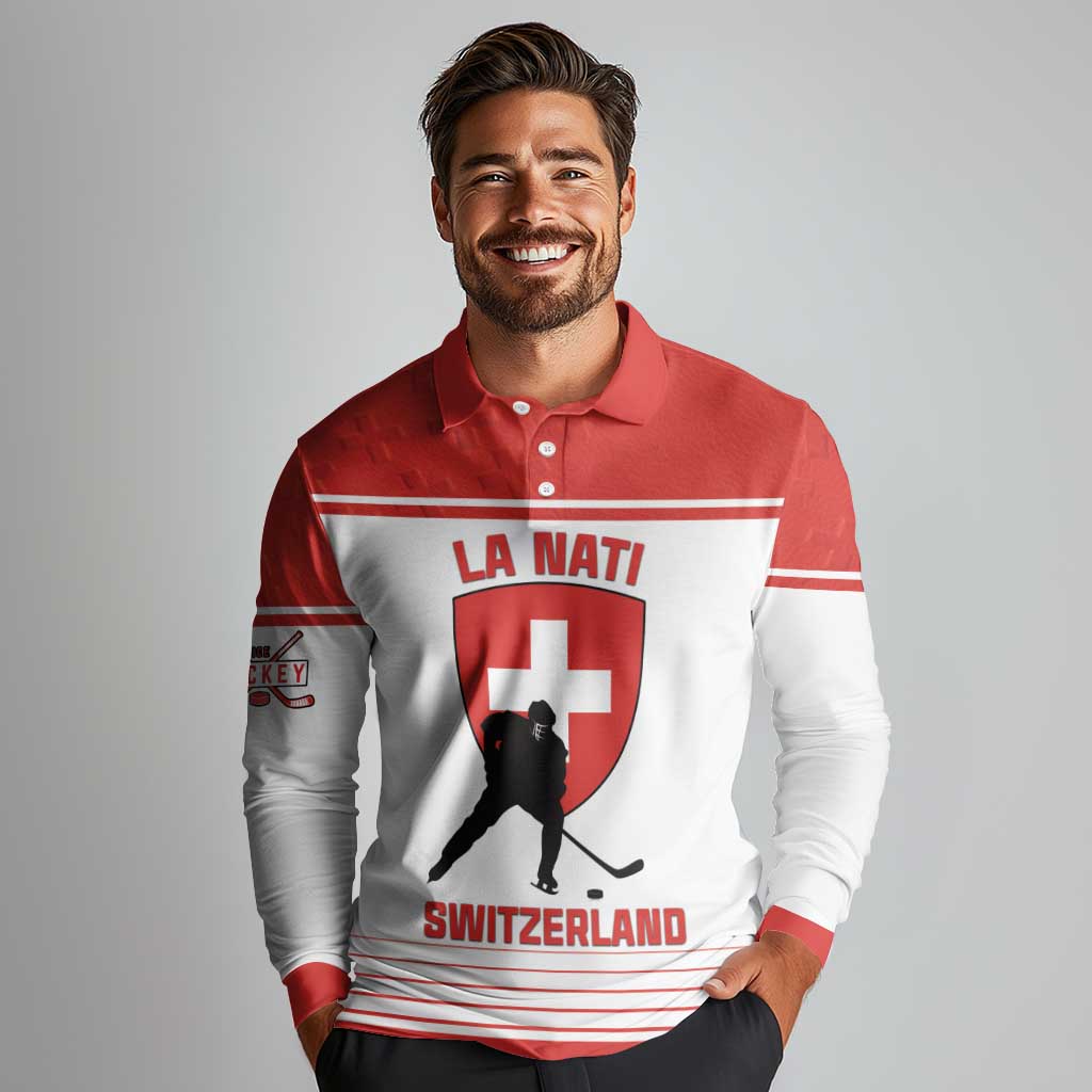 Custom Switzerland Hockey Long Sleeve Polo Shirt Come On La Nati