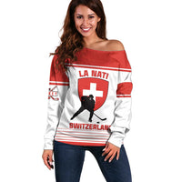 Custom Switzerland Hockey Off Shoulder Sweater Come On La Nati