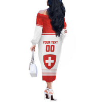 Custom Switzerland Hockey Off The Shoulder Long Sleeve Dress Come On La Nati