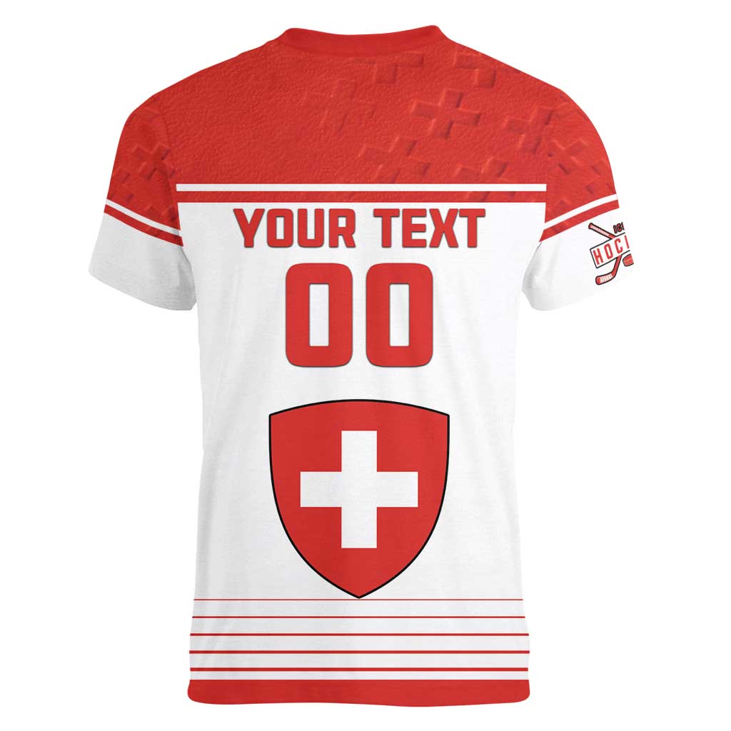 Custom Switzerland Hockey Women V-Neck T-Shirt Come On La Nati