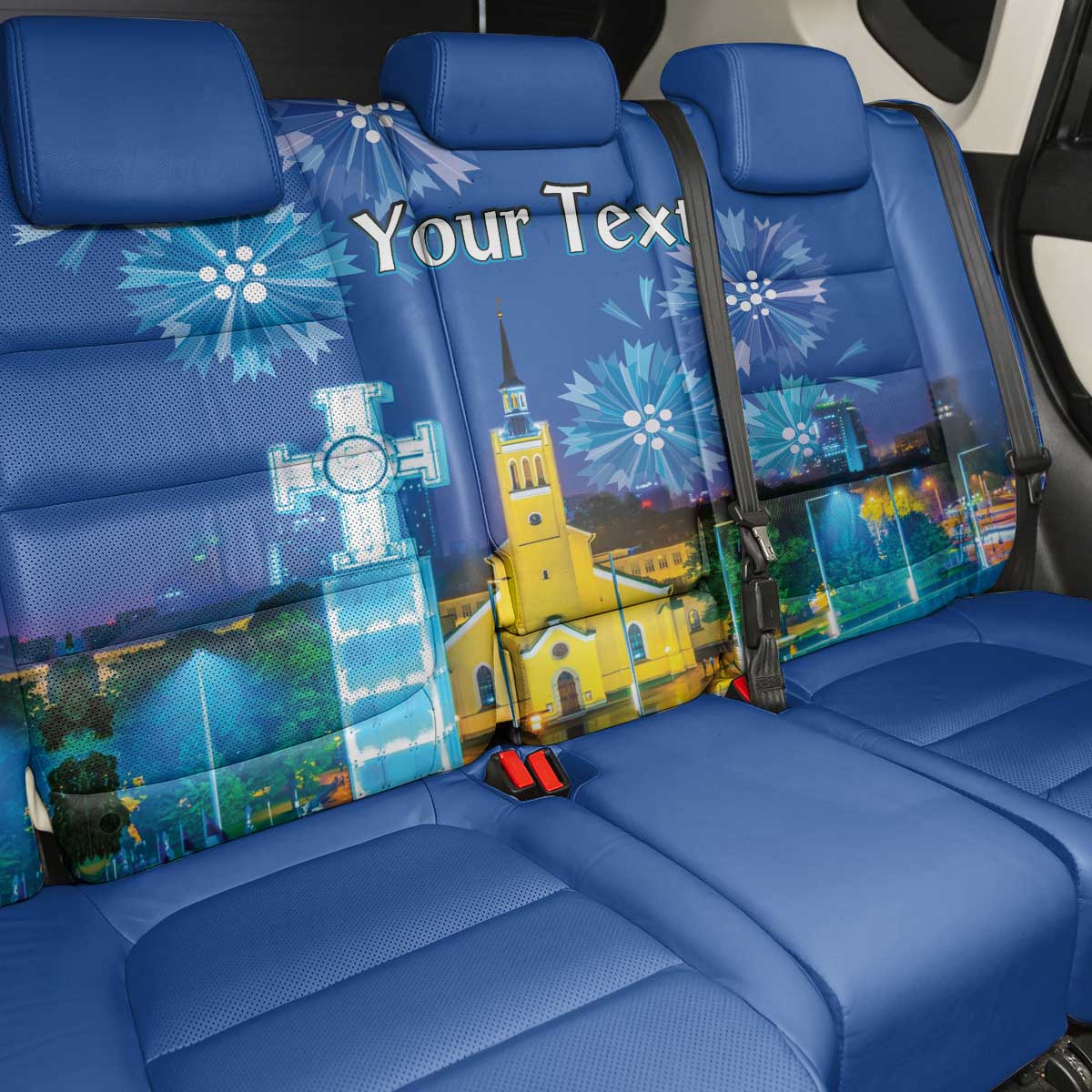 Personalized Estonian Restoration of Independence Back Car Seat Cover Freedom Square Tallinn Capital