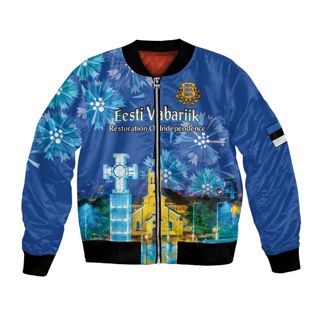Personalized Estonian Restoration of Independence Bomber Jacket Freedom Square Tallinn Capital