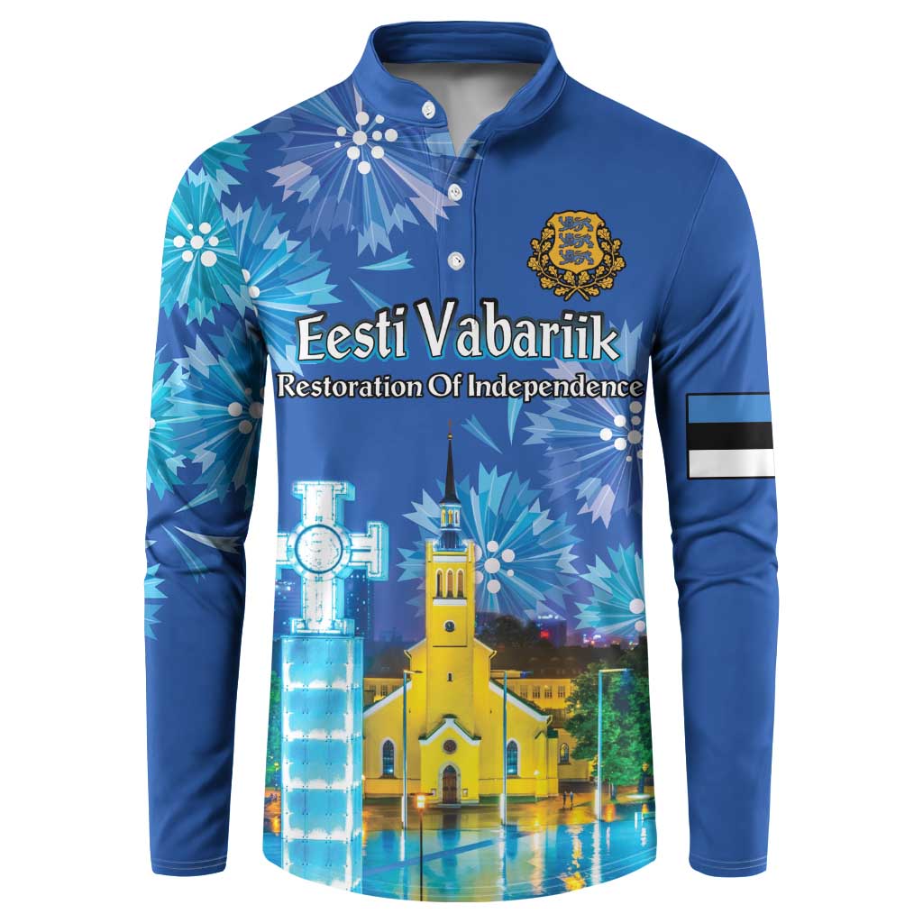 Personalized Estonian Restoration of Independence Button Sweatshirt Freedom Square Tallinn Capital