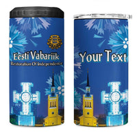 Personalized Estonian Restoration of Independence 4 in 1 Can Cooler Tumbler Freedom Square Tallinn Capital