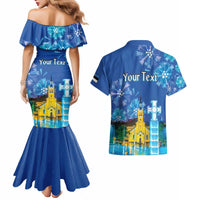 Personalized Estonian Restoration of Independence Couples Matching Mermaid Dress and Hawaiian Shirt Freedom Square Tallinn Capital