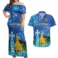 Personalized Estonian Restoration of Independence Couples Matching Off Shoulder Maxi Dress and Hawaiian Shirt Freedom Square Tallinn Capital