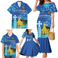 Personalized Estonian Restoration of Independence Family Matching Mermaid Dress and Hawaiian Shirt Freedom Square Tallinn Capital