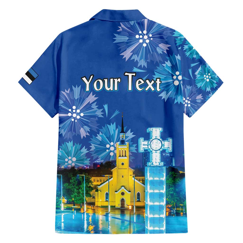 Personalized Estonian Restoration of Independence Family Matching Off Shoulder Short Dress and Hawaiian Shirt Freedom Square Tallinn Capital