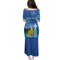 Personalized Estonian Restoration of Independence Family Matching Puletasi and Hawaiian Shirt Freedom Square Tallinn Capital