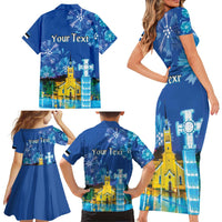 Personalized Estonian Restoration of Independence Family Matching Short Sleeve Bodycon Dress and Hawaiian Shirt Freedom Square Tallinn Capital