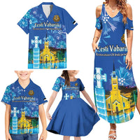 Personalized Estonian Restoration of Independence Family Matching Summer Maxi Dress and Hawaiian Shirt Freedom Square Tallinn Capital