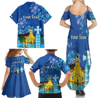 Personalized Estonian Restoration of Independence Family Matching Summer Maxi Dress and Hawaiian Shirt Freedom Square Tallinn Capital