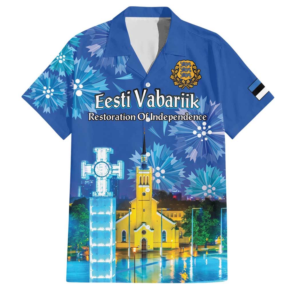 Personalized Estonian Restoration of Independence Hawaiian Shirt Freedom Square Tallinn Capital