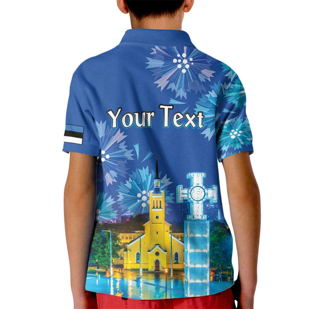 Personalized Estonian Restoration of Independence Kid Polo Shirt Freedom Square Tallinn Capital