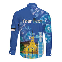 Personalized Estonian Restoration of Independence Long Sleeve Button Shirt Freedom Square Tallinn Capital