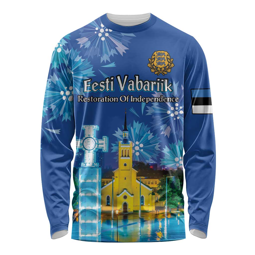 Personalized Estonian Restoration of Independence Long Sleeve Shirt Freedom Square Tallinn Capital