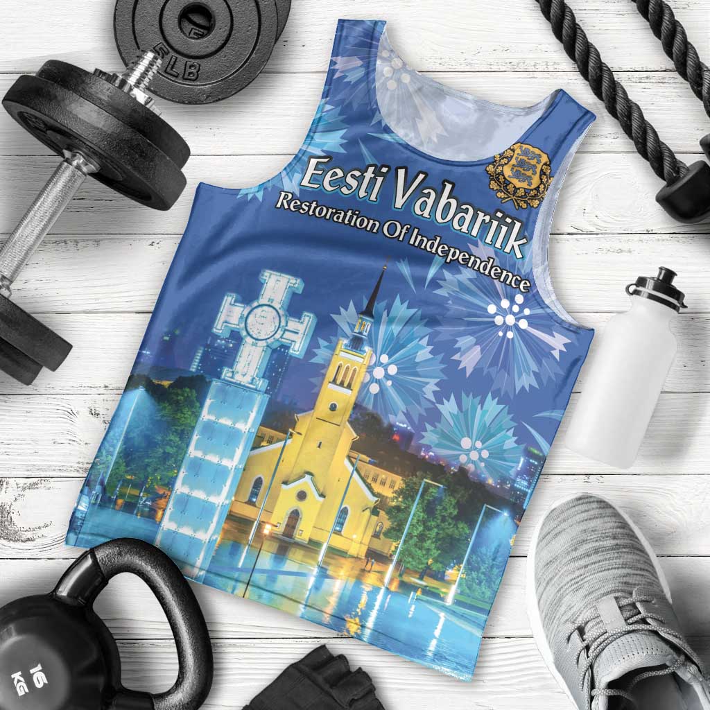 Personalized Estonian Restoration of Independence Men Tank Top Freedom Square Tallinn Capital
