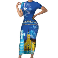Personalized Estonian Restoration of Independence Short Sleeve Bodycon Dress Freedom Square Tallinn Capital