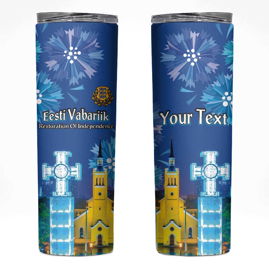 Personalized Estonian Restoration of Independence Skinny Tumbler Freedom Square Tallinn Capital