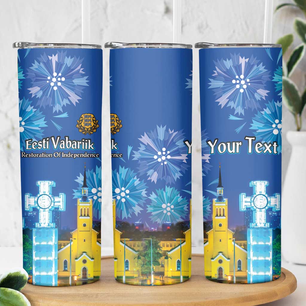 Personalized Estonian Restoration of Independence Skinny Tumbler Freedom Square Tallinn Capital