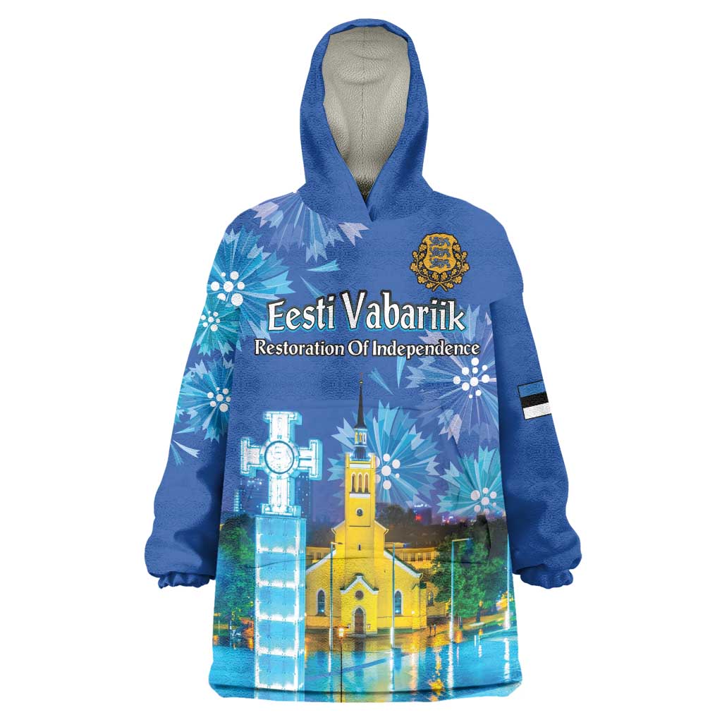 Personalized Estonian Restoration of Independence Wearable Blanket Hoodie Freedom Square Tallinn Capital