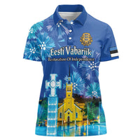 Personalized Estonian Restoration of Independence Women Polo Shirt Freedom Square Tallinn Capital