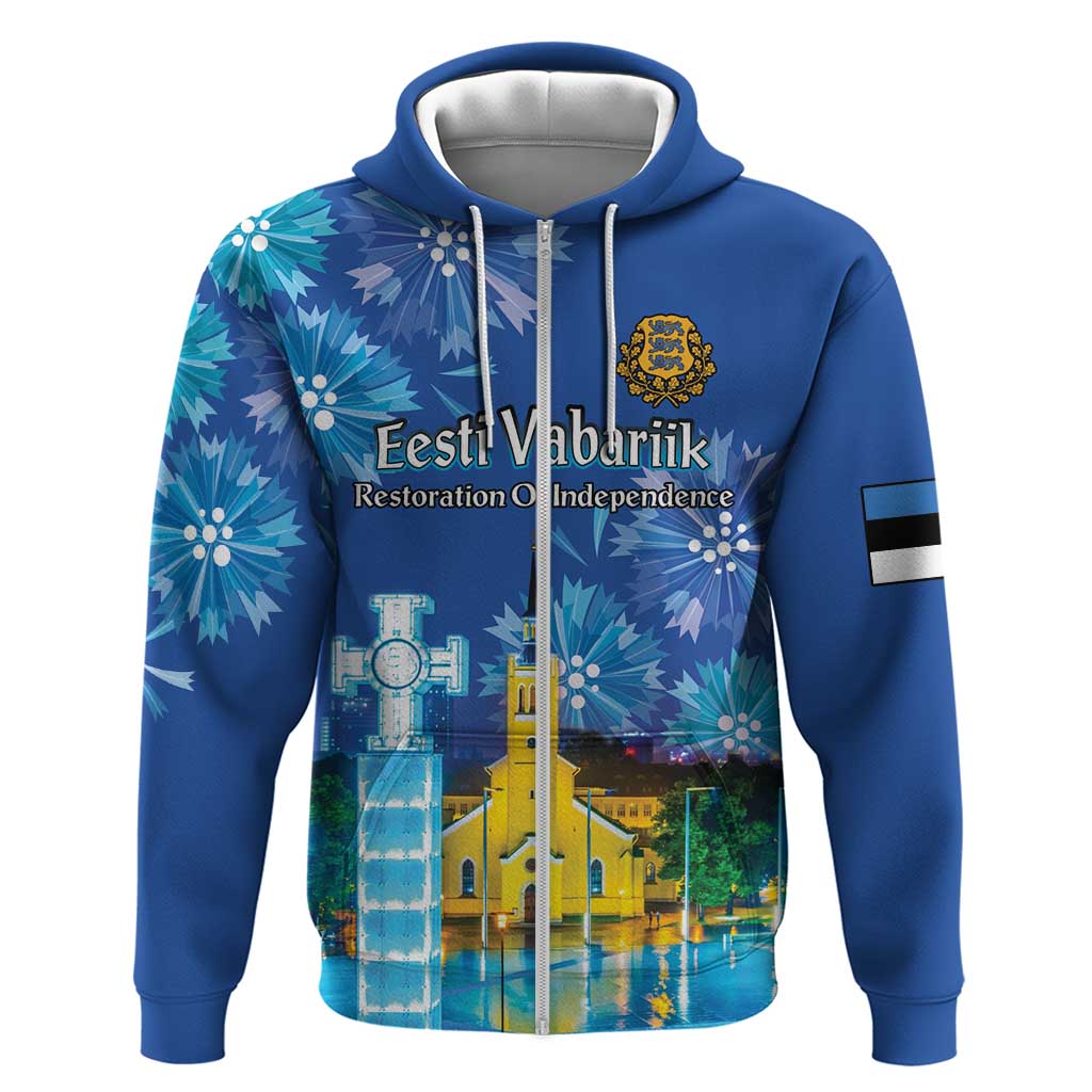 Personalized Estonian Restoration of Independence Zip Hoodie Freedom Square Tallinn Capital