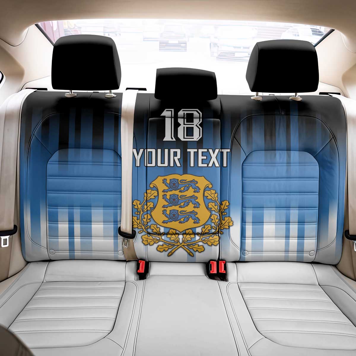 Custom Estonia Football Back Car Seat Cover Come On Kalevipojad