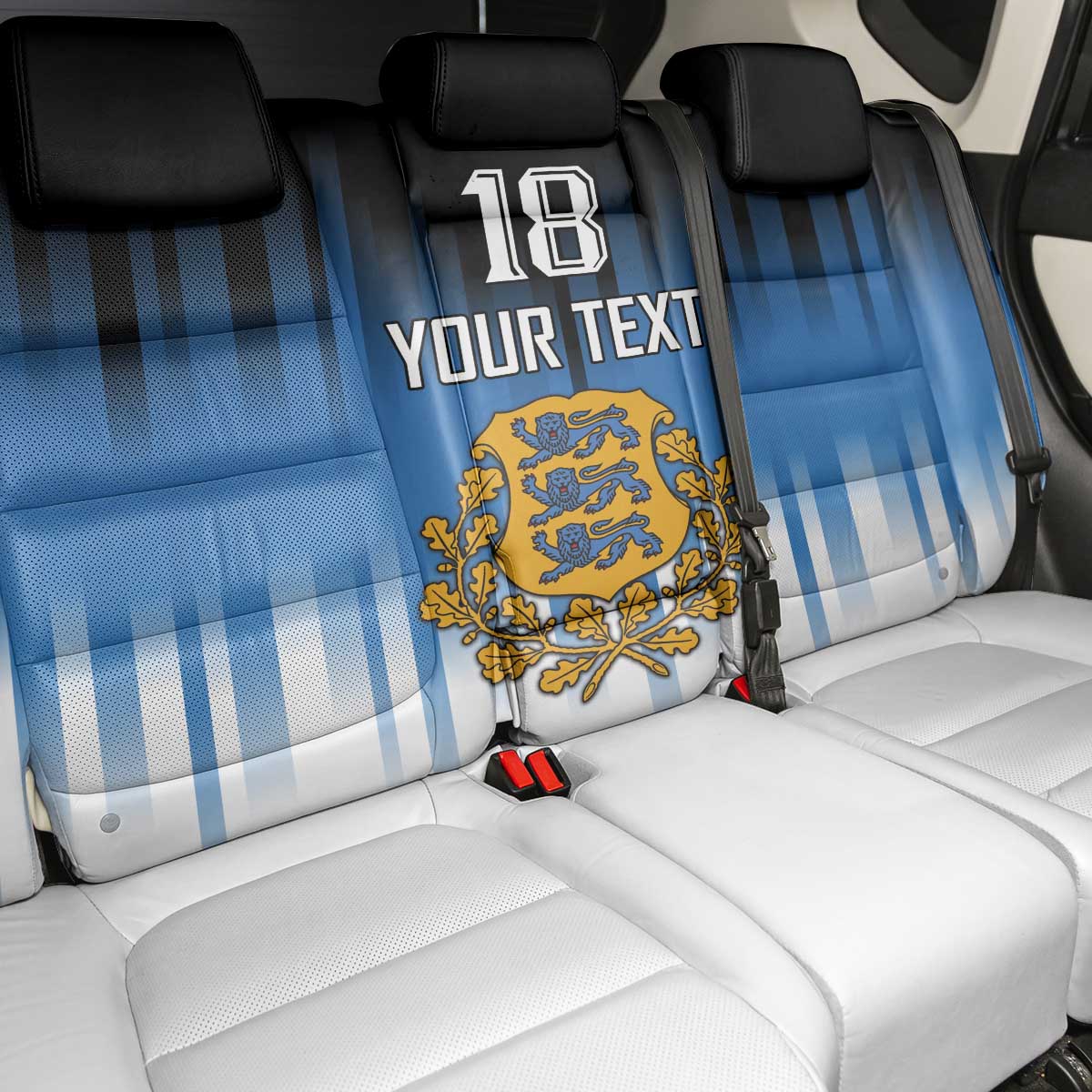 Custom Estonia Football Back Car Seat Cover Come On Kalevipojad