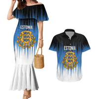 Custom Estonia Football Couples Matching Mermaid Dress and Hawaiian Shirt Come On Kalevipojad