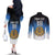 Custom Estonia Football Couples Matching Off The Shoulder Long Sleeve Dress and Long Sleeve Button Shirt Come On Kalevipojad