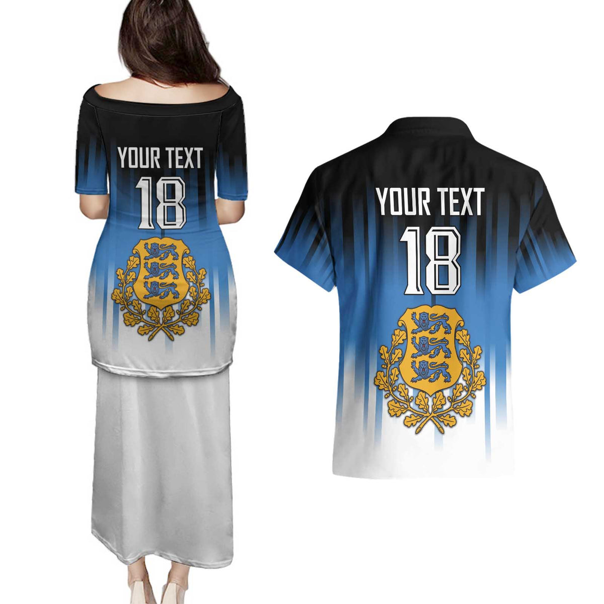 Custom Estonia Football Couples Matching Puletasi and Hawaiian Shirt Come On Kalevipojad