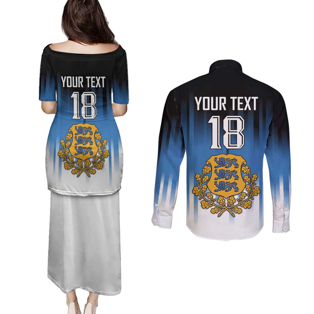 Custom Estonia Football Couples Matching Puletasi and Long Sleeve Button Shirt Come On Kalevipojad